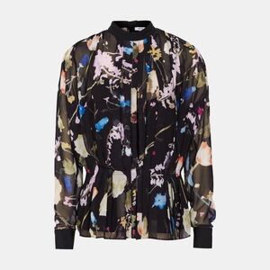 Reiss Kiri Floral Print Chiffon Blouse